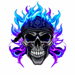 Obraz premium Fiery Skull with Bandana