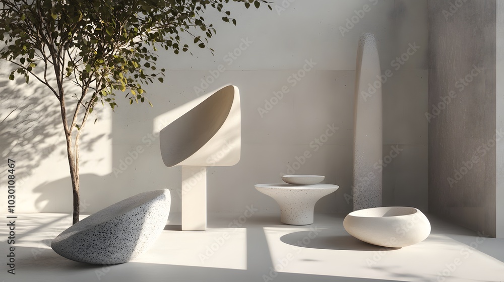 Poster 10. **a light-filled environment with abstract shapes that enhance the product is visual appeal.