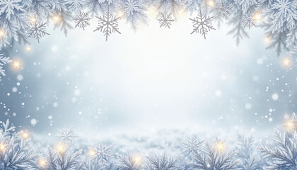 Blurry snowflakes in winter background