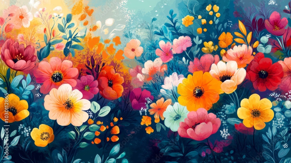 Poster Colorful Floral Fantasy Artwork