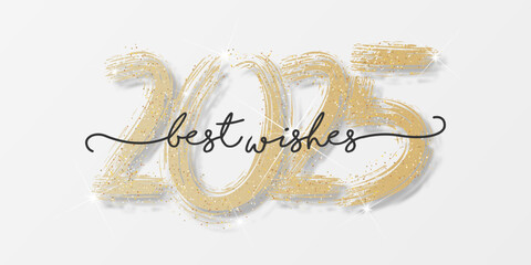 Happy new year - best wishes 2025 with colorful  number. Perfect vector for poster, banner, greeting and new year 2025 celebration.	