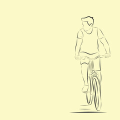 post template for Instagram and social media with an illustration of a man cycling