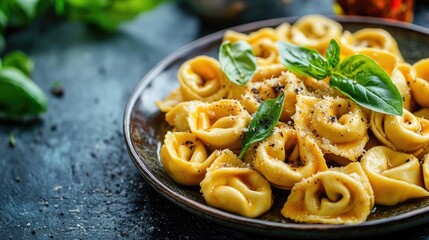 Close-Up of Golden Brown Tortellini on Plate