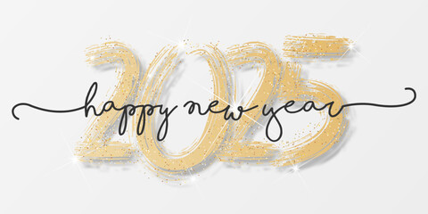 Happy new year - best wishes 2025 with colorful  number. Perfect vector for poster, banner, greeting and new year 2025 celebration.	