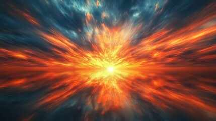 A stunning view of a vibrant sunset reflecting over calm waters, with dramatic colors of orange, red, and blue creating a captivating atmosphere.