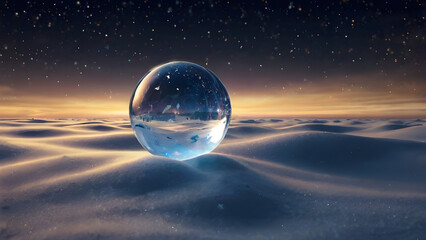 Transparent Magic ball is shown to him on New Year's Eve in a snowdrift. Starry sky