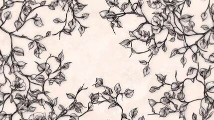 Fototapeta premium HandDrawn Floral Pattern with Intricate Vines in Pastel Colors