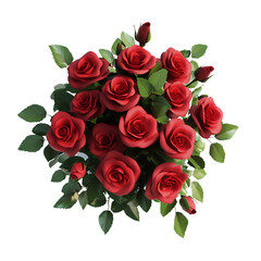 Elegant Bouquet of Red Roses on Transparent background