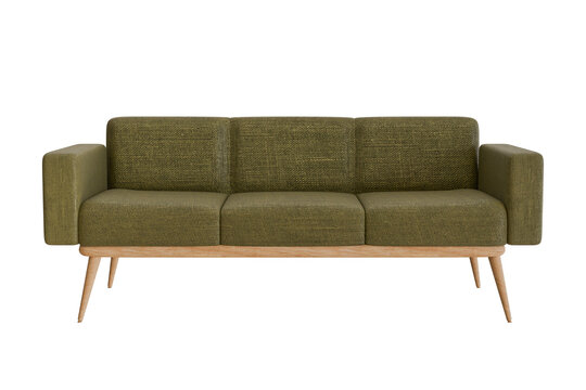 green fabric sofa modern furniture The sofa is separated from the background. 3D illustration renderer-clipping path