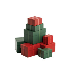 Obraz premium 3D Model Festive Stack of Red and Green Gift Boxes