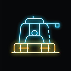 Neon sign depicting someone riding a drop tower style amusement park ride at an amusement park or carnival