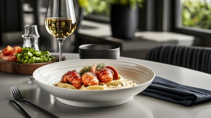 Elegant Lobster Ravioli in Cream Sauce Presentation
