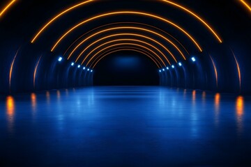 Fototapeta premium Futuristic tunnel with vibrant neon lights