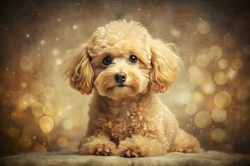 Vintage Style Photography of a Cute Toy Poodle Hand-Drawn Sketch Vector Illustration, Perfect for Pet Lovers and Dog Enthusiasts, Evoking Nostalgia and Charm in Every Detail