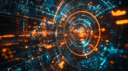 Fototapeta premium Futuristic Holographic Interface 3D HighTech Background