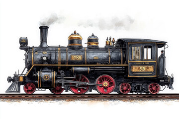 Fototapeta premium Vintage Steam Locomotive in Classic Design