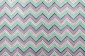 Whimsical Aerial View of Gentle Zigzag Lines in Mint and Lavender on Grey Background for Creative Inspiration