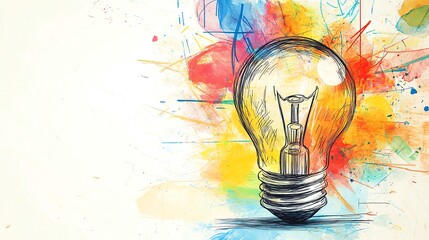 Creative light bulb art with colorful splash.