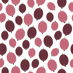 Red gooseberry seamless pattern, vector illustration.