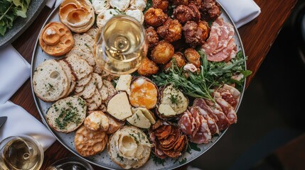 Assorted Cicchetti Platter with Cheeses and Meats