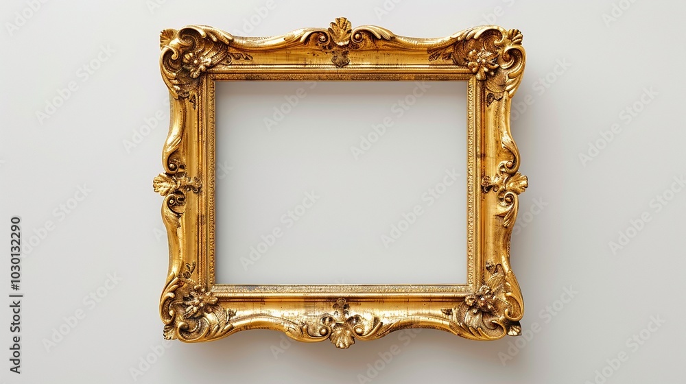 Poster elegant rococo gold frame mockup with lavish detailing and scrollwork. sophisticated photoframe temp