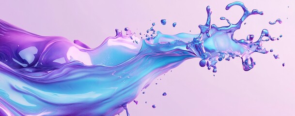 a purple and blue splash of liquid, isolated on a light background