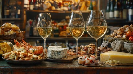 Vibrant Venetian Snack Bar Scene with Exquisite Delicacies