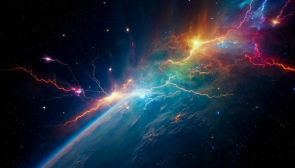 Obraz premium The nebula lurking out in the depths of space. 