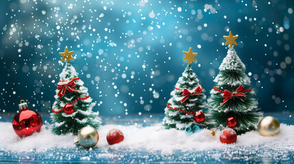 Obraz premium Christmas tree with copy space for greeting card in new year festival.