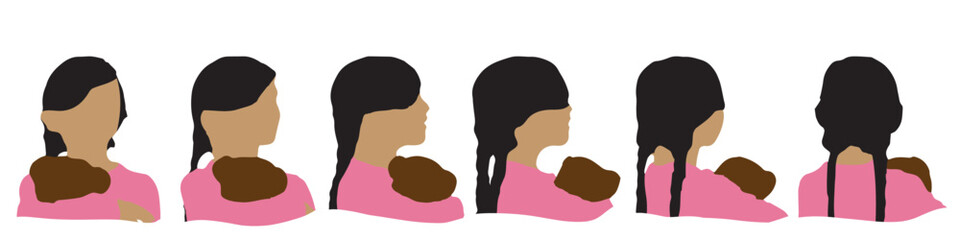 Conceptual human head isolated on white background as abstract avatar as a set or collection banner for social design concept. Human closeup anonymous faces head shot for human character illustration