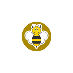 Cute Cartoon Bee sign. Bee icon isolated on transparent background