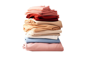 Stack of clean clothes isolated on transparent background. Generative ai.