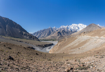 Scenic mountain landscape along Karakoram Highway near Passu, Hunza, Gilgit-Baltistan, Pakistan