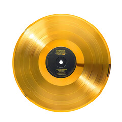 Golden vinyl on transparent background. Generative ai design art.