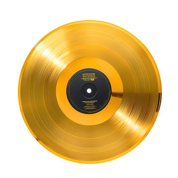 Golden vinyl on transparent background. Generative ai design art.
