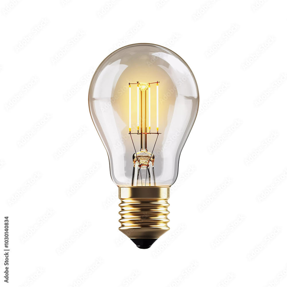 Poster light bulb isolated on transparent background. generative ai.