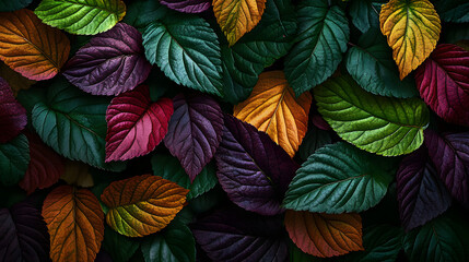 Fototapeta premium Elegant and Detailed Background of Colorful Leaves in an Inviting and Organic Pattern