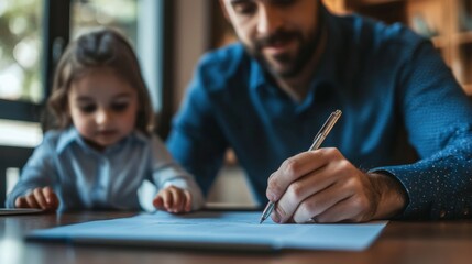 Father and Child Learning Together