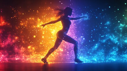 Fototapeta premium Mystical Silhouette in Rainbow Light