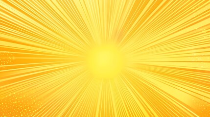 Fototapeta premium Modern yellow comic background with sun burst and dot halftone. Cartoon funny retro pattern strip mock up. Vintage backdrop for comic superhero text, speech bubble, message.
