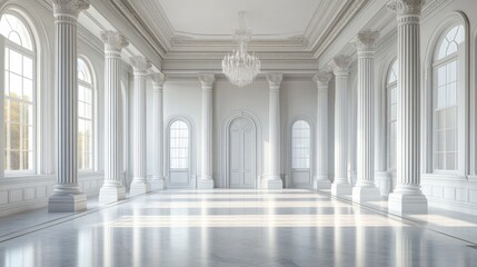 Obraz premium Majestic Neoclassical Hall with Sunlit Windows