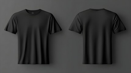 T-shirt mockup. Black blank t-shirt front and back views. male clothes wearing clear attractive apparel tshirt models template
