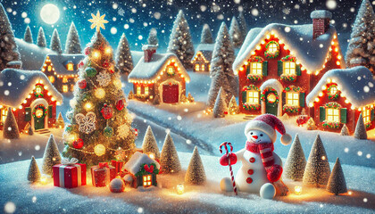 Fototapeta premium christmas decoration on the snow