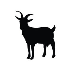 Goat silhouette isolated on white background. Black goat silhoutte