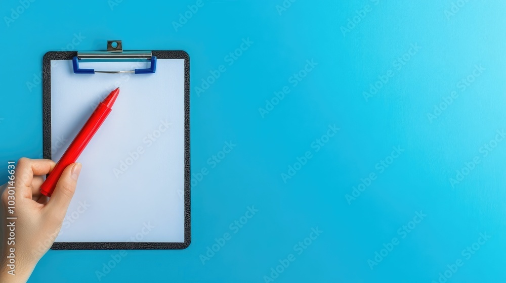 Poster close up of a assurance checklist being marked with a red marker on a clipboard representing the ins
