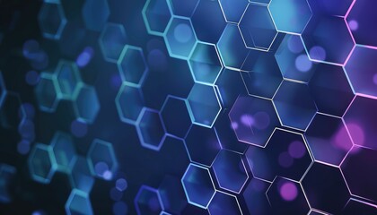 Abstract Hexagon Pattern with Blue and Purple Hues