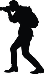 Photographer full body silhouette illustration. People taking picture using camera.