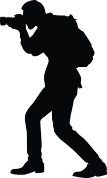 recommend clip art: Photographer full body silhouette illustration. People taking picture using camera.