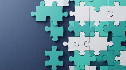 3D illustration of investment puzzle pieces, creating space for financial terms and concepts in a dynamic design.