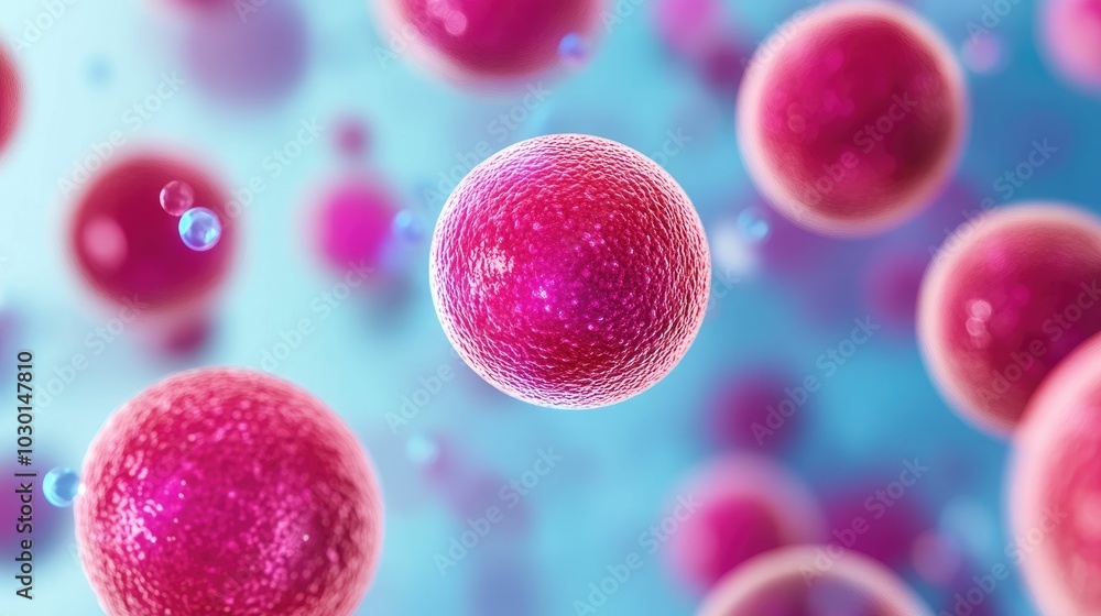 Poster microscopic view of vibrant glowing skin cells being nourished by radiant vitamins and minerals crea